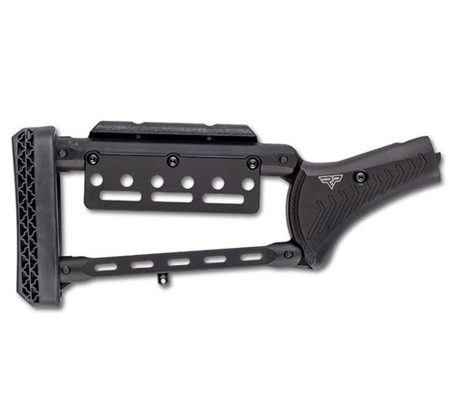 Ranger Pointin Rossi 95 Lever Stock on kevyt 595 g alumiinista valmistettu, säädettävä poskipaneeli ja AR-tyylinen perälevy, joka vähentää jälkipainetta.